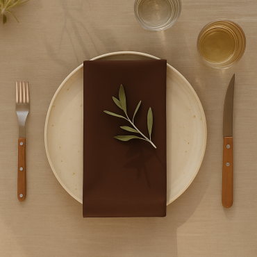 Plain Brown 100% Cotton Fabric Napkin Set 