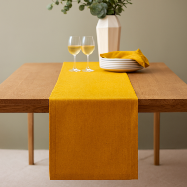Plain Mustard Gold 100% Cotton Fabric Table Runner