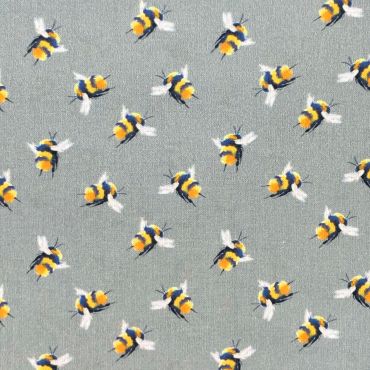 Crafting Quilting 100% Cotton Fabric Smoke Grey Small Bees
