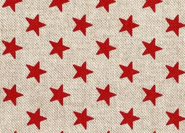 Linen and Red Stars Fabric Placemat 
