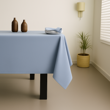 100% Cotton Plain Light Blue Lightweight Fabric Tablecloth