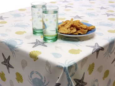 Crabs and Seashells Oilcloth