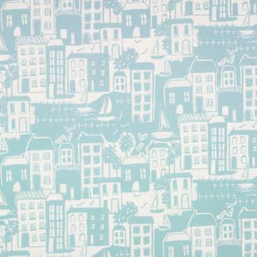 Duck Egg Nautical Seaside Scene Oilcloth Wipe Clean Tablecloth