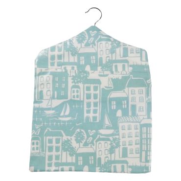 Duck Egg Nautical Seaside Scene Wipe Clean Oilcloth Peg Bag