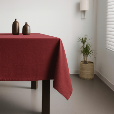 100% Cotton Plain Damson Lightweight Fabric Tablecloth