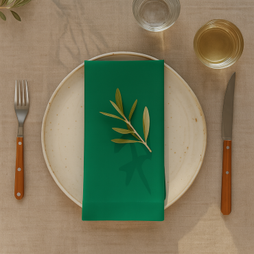 Plain Emerald Green 100% Fabric Napkin Set