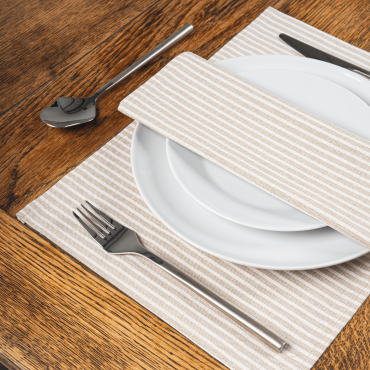 Linen and White Stripe Fabric Placemats
