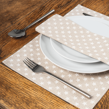 Linen and White Stars Fabric Placemat 