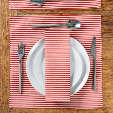 Linen and Red Stripe Fabric Placemats