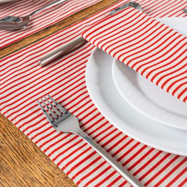 Linen and Red Stripe Fabric Placemats