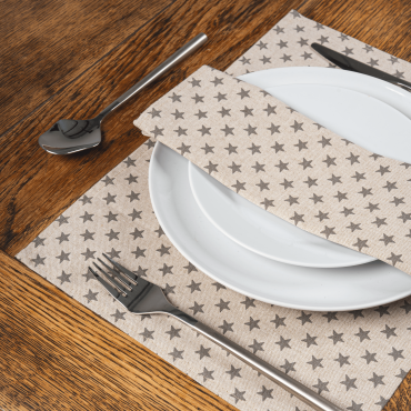 Linen and Grey Stars Fabric Placemat 