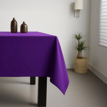 100% Cotton Plain Purple Lightweight Fabric Tablecloth
