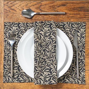 William Morris Willow Boughs Ebony/Black 100% Fabric Napkin Set