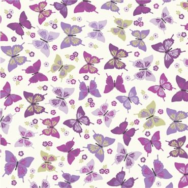 Crafting Quilting Cotton Fabric Purple Lilac and Green Butterflies 