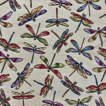 Multi-Colour Tapestry Dragonflies Curtain and Upholstery Fabric