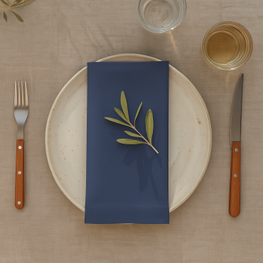 Plain Navy Blue 100% Fabric Napkin Set
