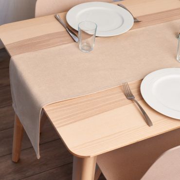 Plain Beige Fabric Table Runner