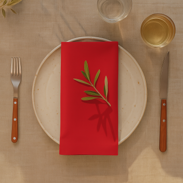 Plain Red 100% Fabric Napkin Set