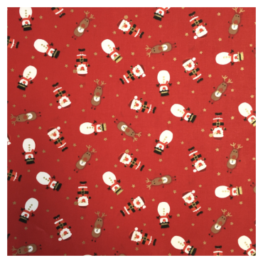 Red Snowmen, Santa and Reindeer 100% Cotton Fabric Tablecloth