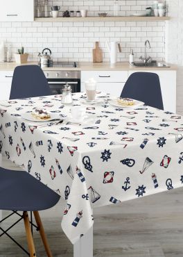 Seaside Anchors and Boats PVC Vinyl Wipe Clean Tablecloth