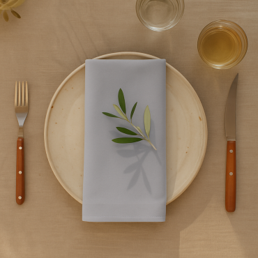 Plain Silver 100% Fabric Napkin Set