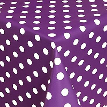 Purple and White Polka Dot PVC Vinyl Wipe Clean Tablecloth