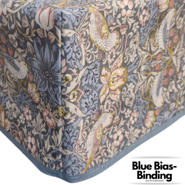 William Morris Strawberry Thief in Grey Matte Finish Wipe Clean Oilcloth WITH BOXED CORNERS & BIAS-BINDING Tablecloth