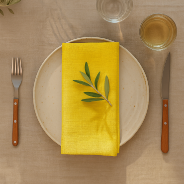 Plain Sunshine Yellow 100% Fabric Napkin Set