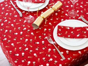 Red Santa, Snowmen & Reindeer 100% Cotton Tablecloth