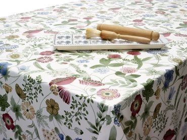 Deep Red Clover and Wild Floral Wipe Clean PVC Vinyl Tablecloth
