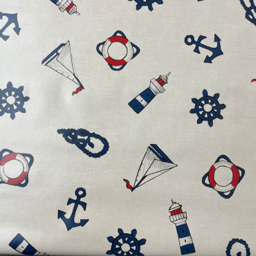Seaside Anchors and Boats PVC Vinyl Wipe Clean Tablecloth