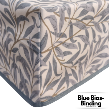 William Morris Willow Boughs in Mineral Grey/Blue Matte Finish Wipe Clean Oilcloth WITH BOXED CORNERS & BIAS-BINDING Tablecloth