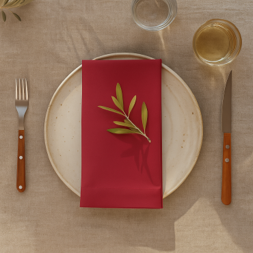 Plain Wine Red 100% Cotton Fabric Napkin Set