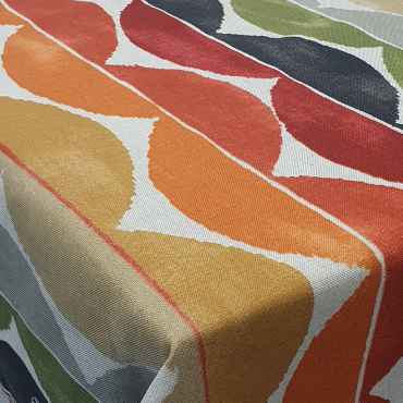 Yoki Teracotta/ Moss/ Amber Scion Oilcloth Tablecloth Matte Finish