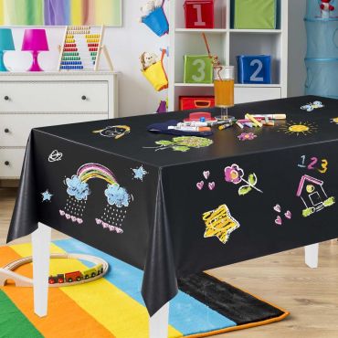 Black Chalkboard PVC Vinyl Wipe Clean Tablecloth