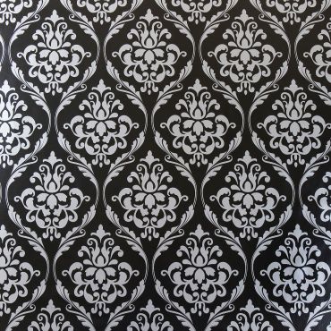 Large Black and Silver Damask PVC Vinyl Wipe Clean Tablecloth