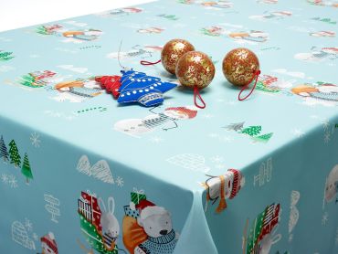 Beige Gold Silver Baubles Christmas Vinyl Pvc Wipeclean Tablecloth Childrens 