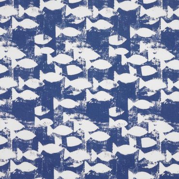 Blue and White Fish Oilcloth Wipe Clean Tablecloth