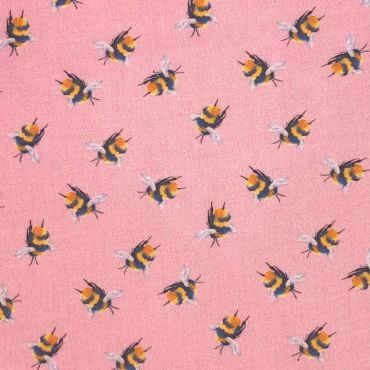 Crafting Quilting 100% Cotton Fabric Pink Small Bees