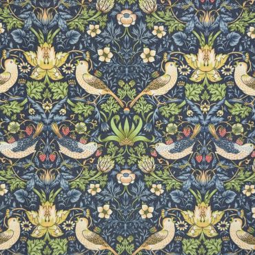Outdoor William Morris Strawberry Thief Navy Blue Water Repellent Fabric
