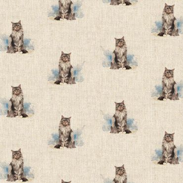 Fluffy Cats Linen Effect Crafting All Over Curtain Fabric