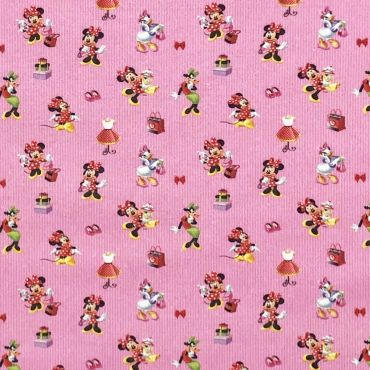 Disney 100% Cotton Pink Minnie And Friends Crafting Dress Making Fabric