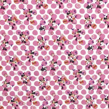 Disney 100% Cotton Polka Pink Minnie Mouse Crafting Dress Making Fabric