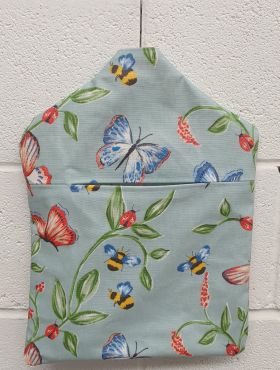 Duck Egg Bees and Butterflies Wipe Clean Oilcloth Peg Bag