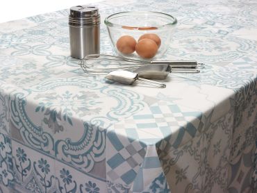 Duck Egg Grey Tile Mosaic PVC Vinyl Wipe Clean Tablecloth