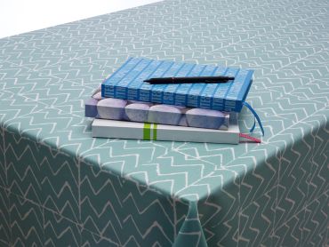Duck Egg Green Zig Zags Oilcloth
