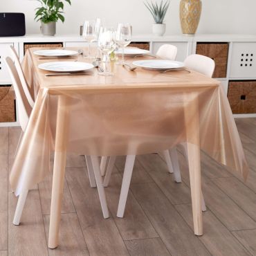 15% OFF - 100cm Diameter Round - Creases - Clear Copper Gold Sparkle PVC Vinyl Wipe Clean Table Protector