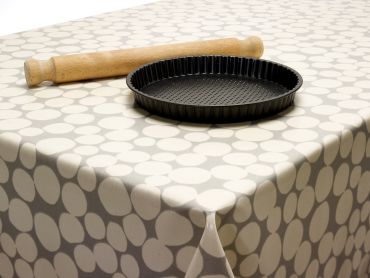Fizz Grey and White Polka Dot Oilcloth Wipe Clean Tablecloth