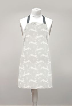 Grey Leaping Hares Adult or Child Oilcloth Wipe Clean Apron Leaping Hares Matte Finish