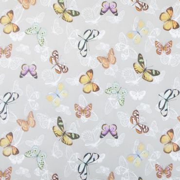 Grey Multi Butterflies PVC Vinyl Tablecloth